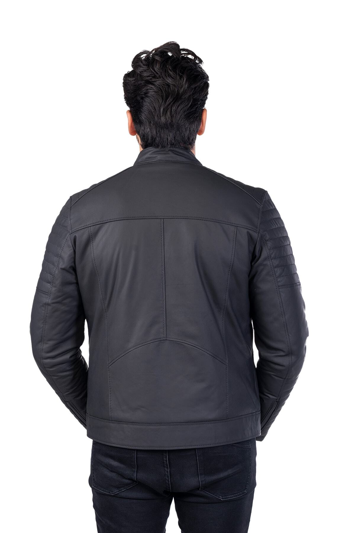 ژاکت مردانه مشکی BATU DERİ | FKB4075 اورجینال - تصویر 4
