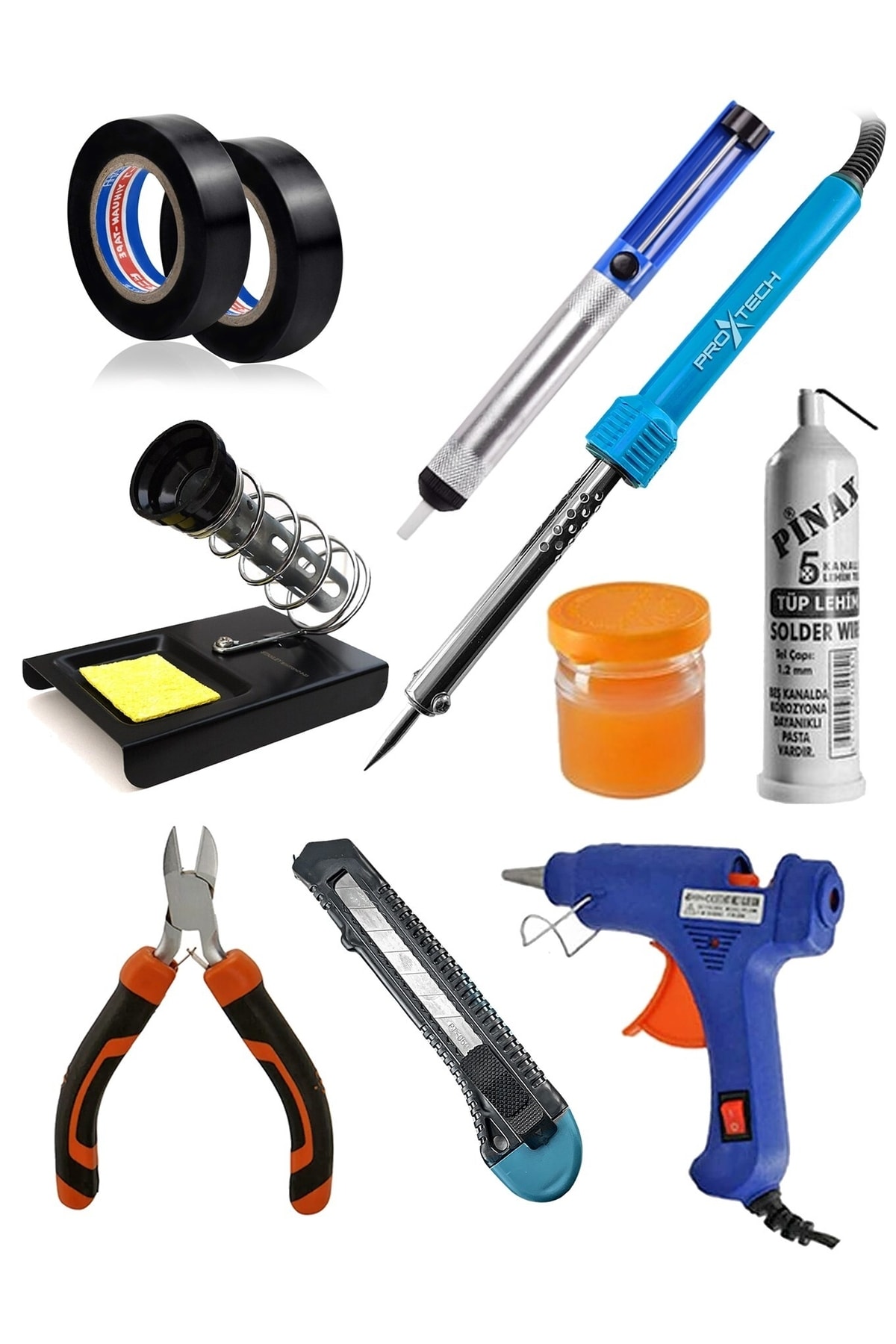 PROXTECH Full Takım 60w Lehim Makinesi - Kalem Havya -leyim Tel -pasta Stand -silikon Tabancası,lehim Pompası
