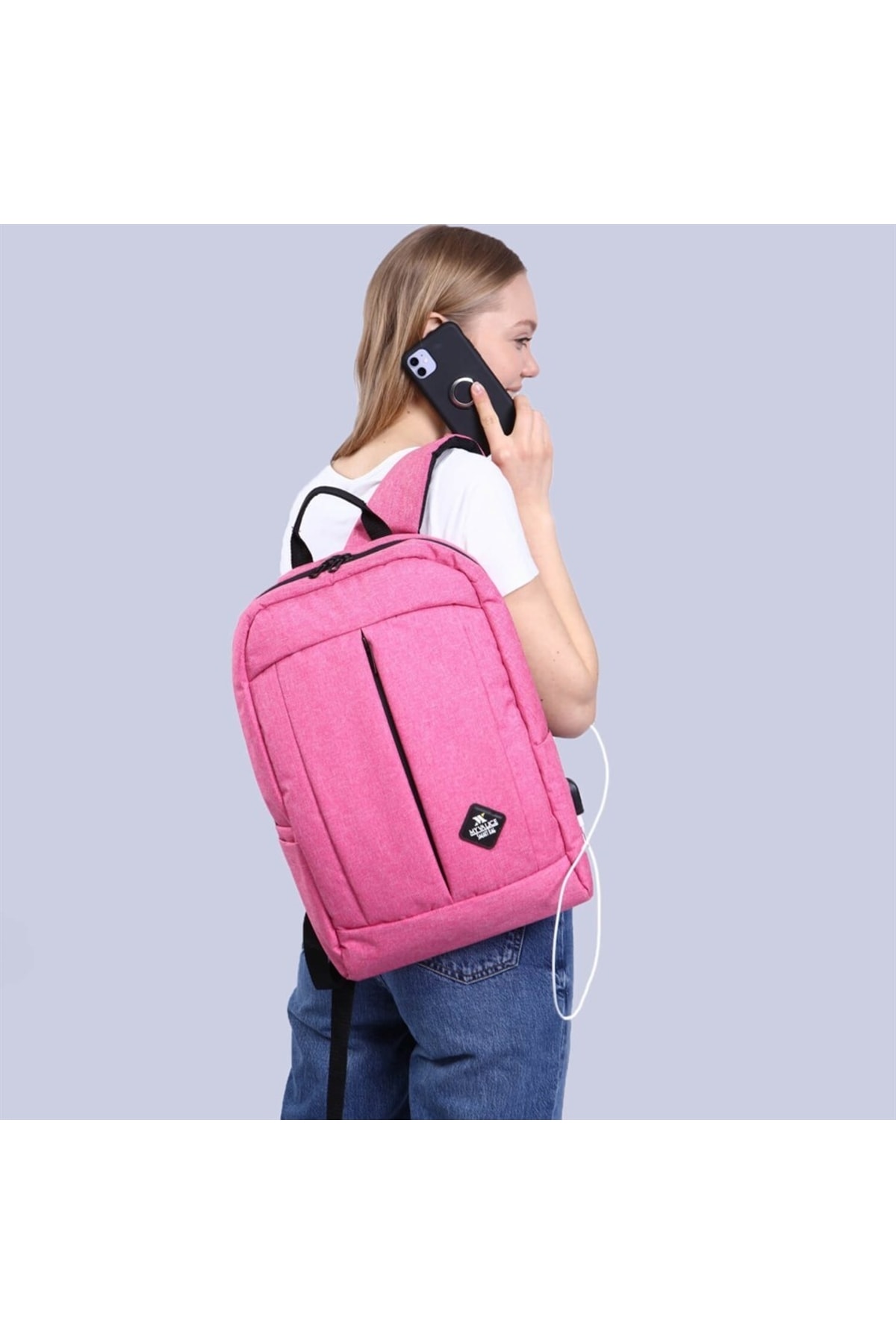  کیف هوشمند کوله پشتی لپ تاپ گلکسی نوت بوک با پورت شارژ USB، صورتی