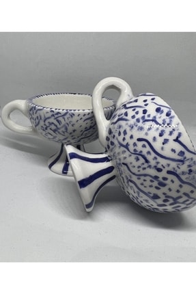 Handmade Seramik Blue Serisi Ayaklı Kahve Fincanı 11