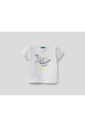 Benetton Grafik Basklılı Tshirt 322213I1XG101C-901