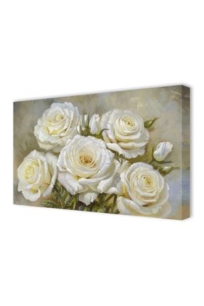 Dekoratif Beyaz Güller Duvar Kanvas Tablo 70x100 TYC00432801349