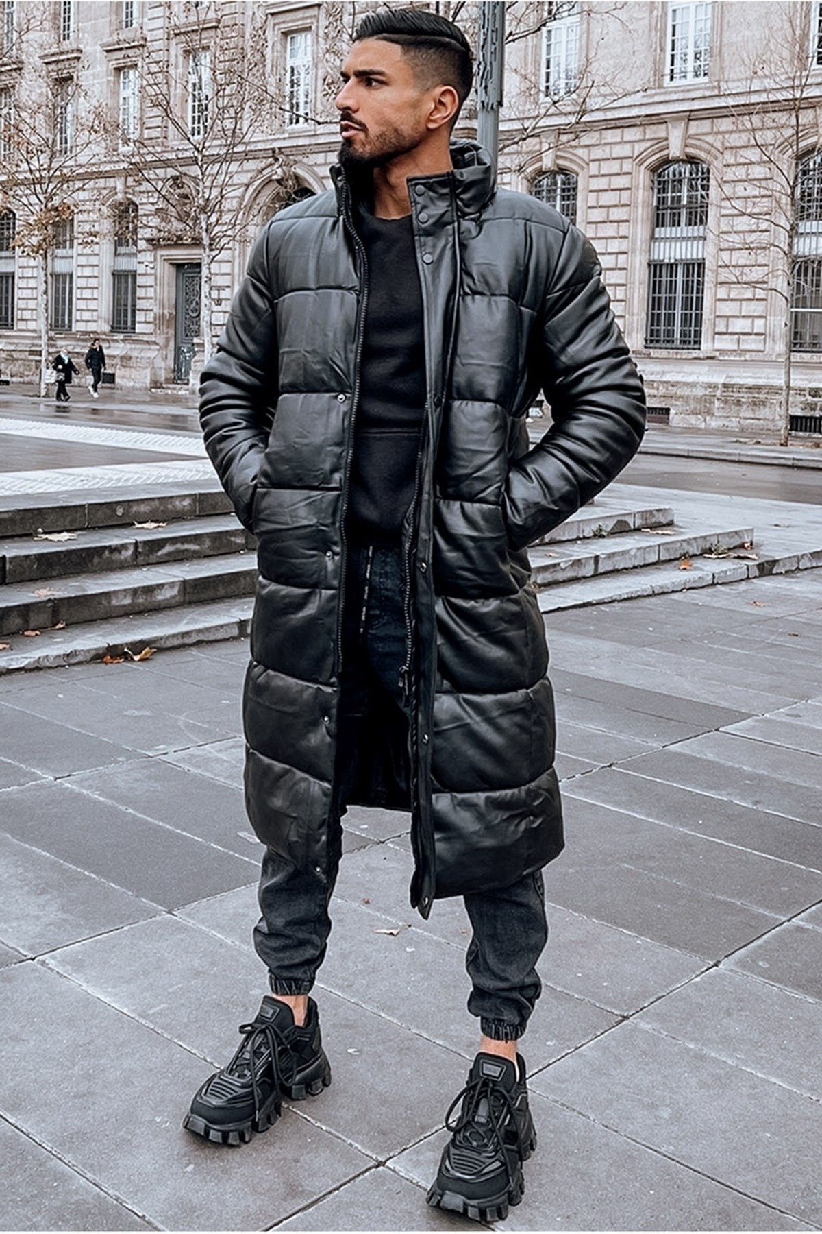 mens black puffer winter jacket