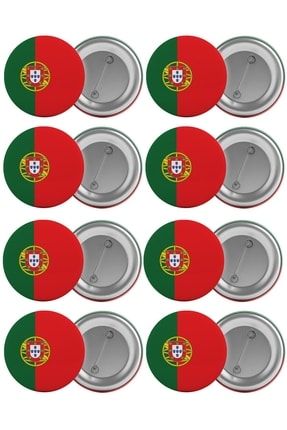 Portekiz Bayrağı Çanta Rozeti Seti 8 Adet En Büyük Boy 5.8cm Iğneli Broş 9789301551463