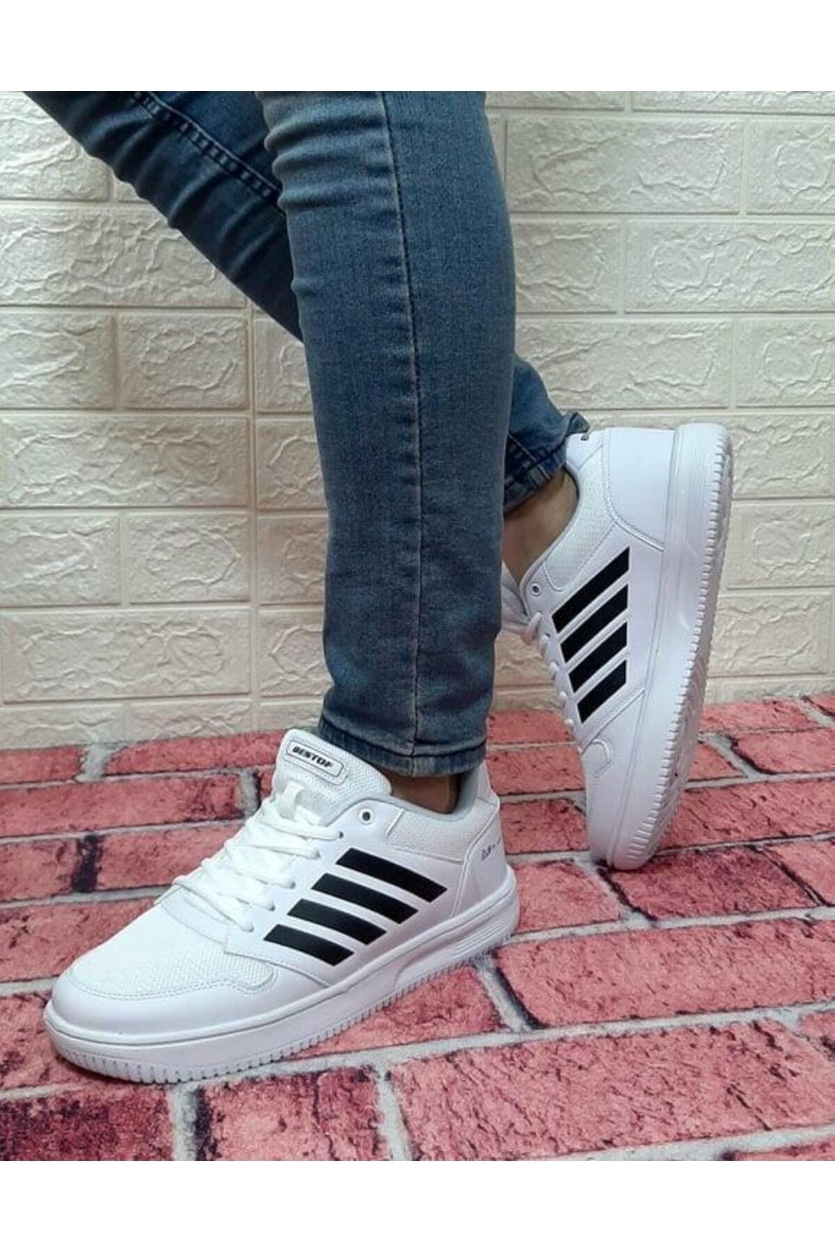 Bestof 074 Beyaz Sneaker Düz Taban Hafif Rahat Spor Çift Ayakkabısı — سفید AYKSAYAK-000401 — تصویر 5 از 8