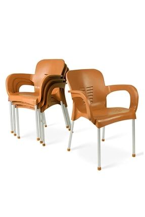4 Adet Metal Ayaklı Plastik Sandalye 6 Renk Kollu Koltuk oscar44