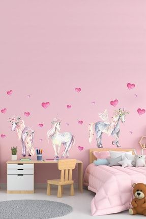 Unicorn Temalı Kız Çocuk Odası Duvar Sticker KTDOA463