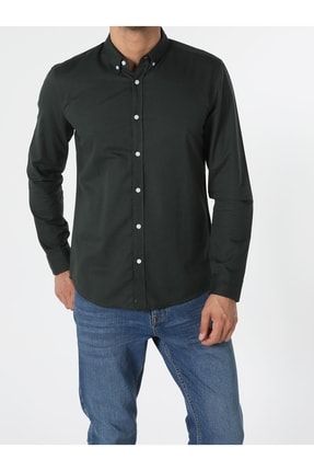 Slim Fit Shirt Neck Erkek Haki Uzun Kol Gömlek .CL1048576_Q1.V1_DKH