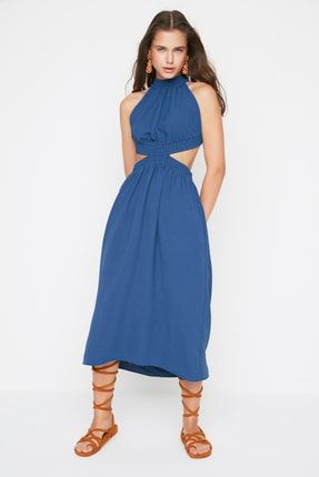 Mavi Cut Out Detaylı Elbise TWOSS22EL3113