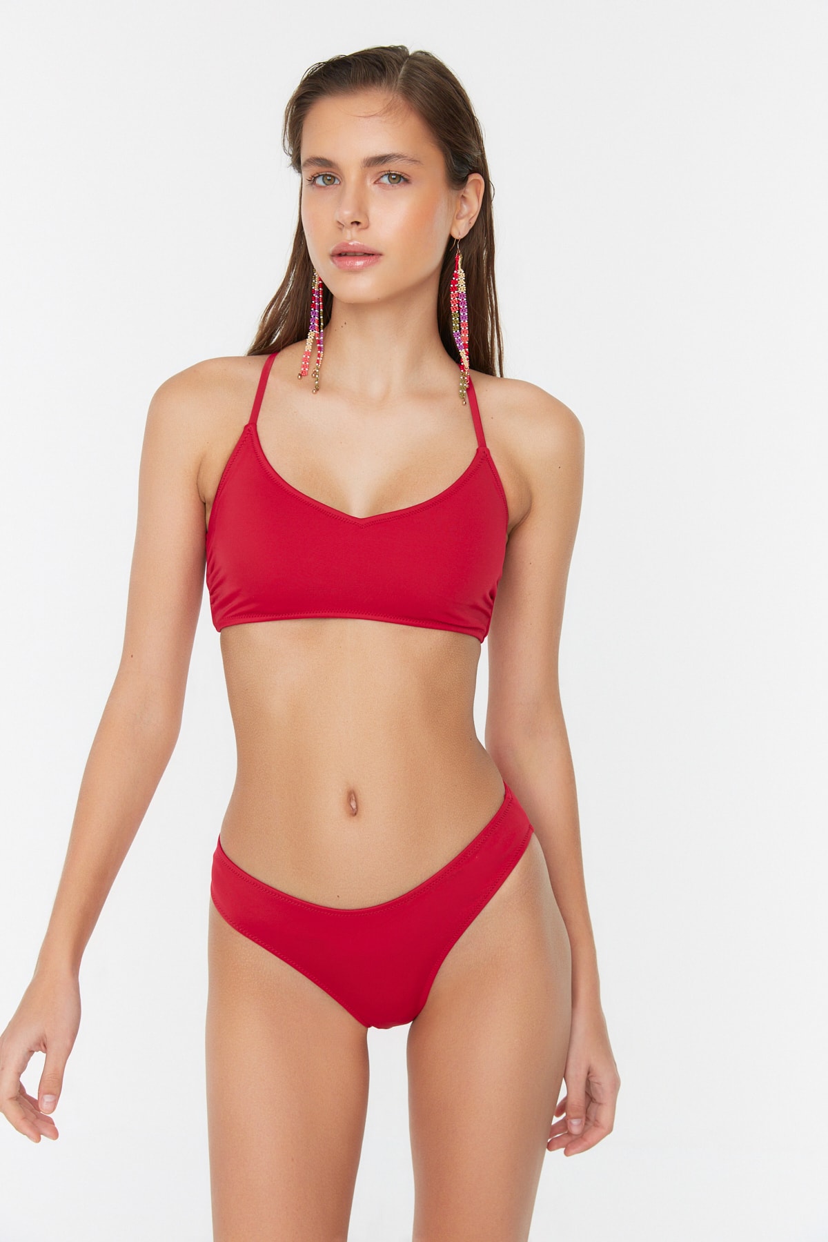 Trendyol Collection Bikini-Set Bordeaux Unifarben Fast ausverkauft