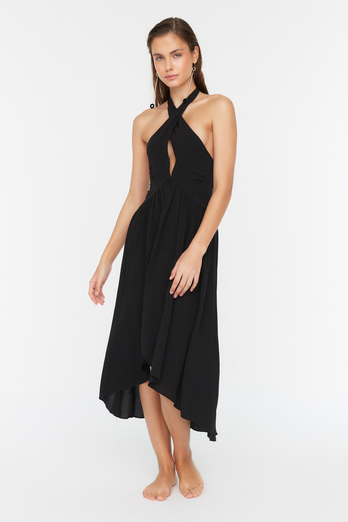Trendyol Collection Kleid Schwarz Asymmetrisch Fast ausverkauft