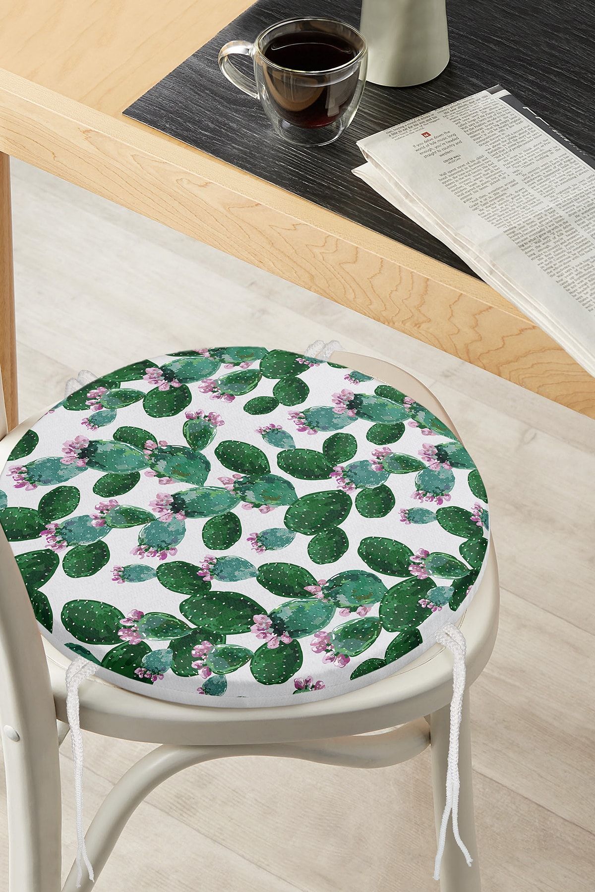 Realhomes Pernă De Scaun Rotundă, Modernă, Colorată, Cu Modele De Cactus, Acuarelă - One Size