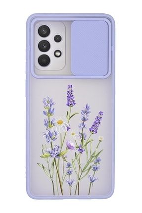 Samsung A32 Uyumlu Kılıf Sürgülü Lavender Desenli ttm-evr-111