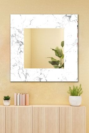 Mermer Desenli Dekoratif Duvar Aynası Antre Salon Banyo Ofis Aynası 6336813258
