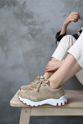 Comfort Bisküvi Süet Hakiki Deri Kadın Sneaker 007-22300