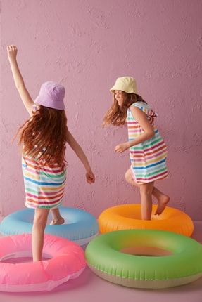 Kız Çocuk Colorful Stripe Elbise PL6CMXT022IY-MIX