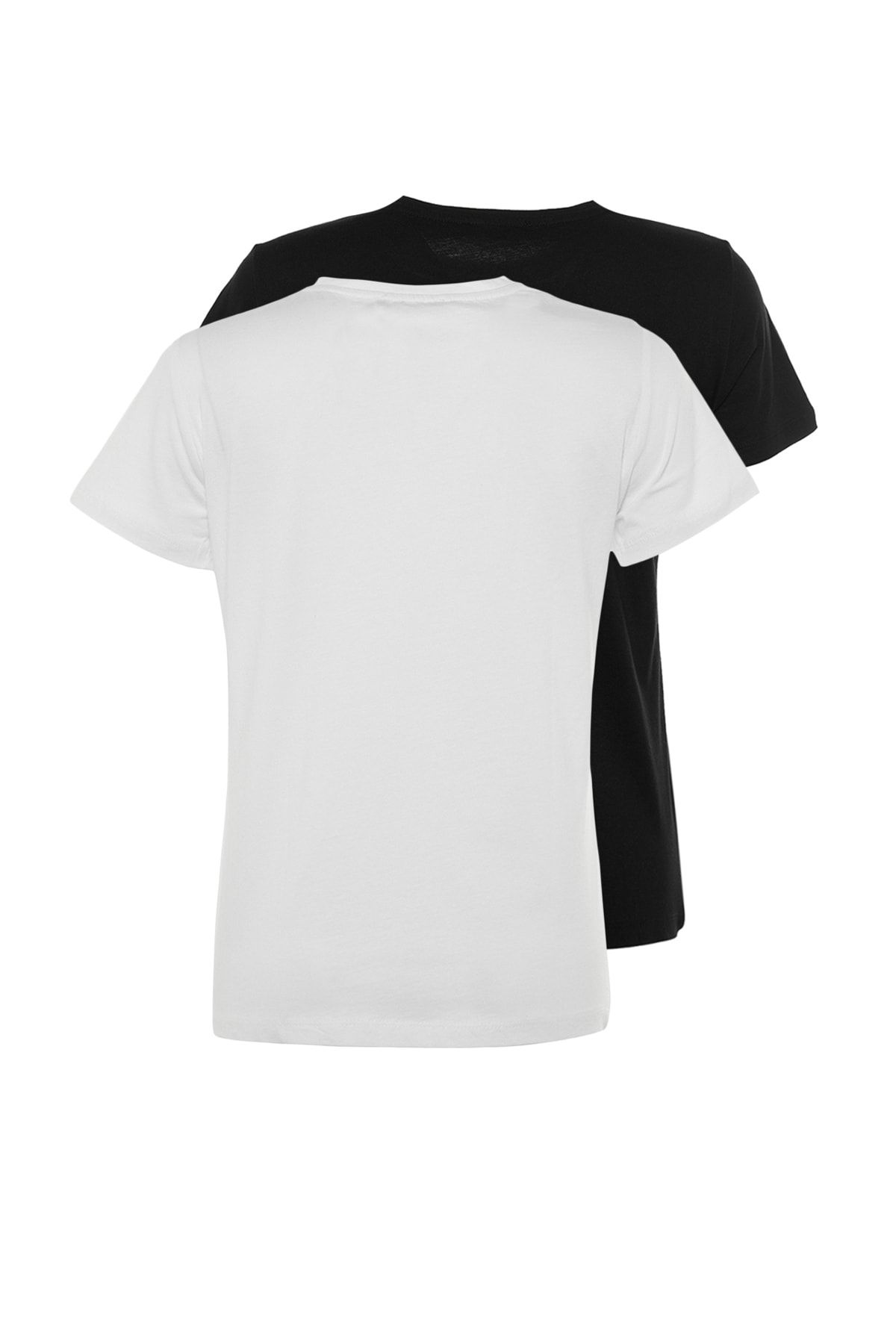 Çok Renkli %100 Pamuk Süprem Bisiklet Yaka 2'li Paket Örme T-Shirt TWOSS20TS0141