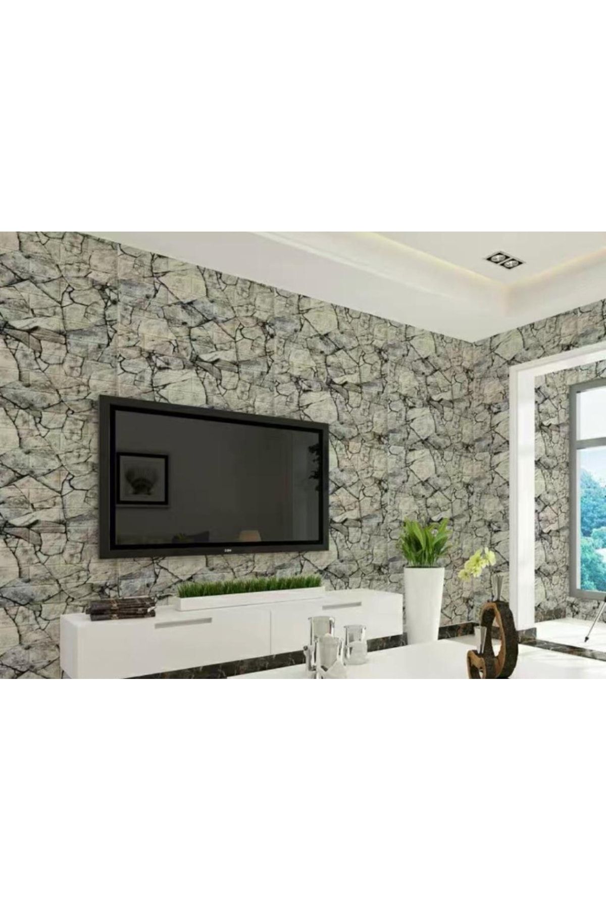 Renkli Duvarlar Kayrak Taş Arkası Yapışkanlı Panel 3d Duvar Kağıdı