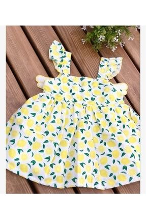 Kız Bebek Sarı Limon Desenli Kanatlı Elbise TYC00139628591