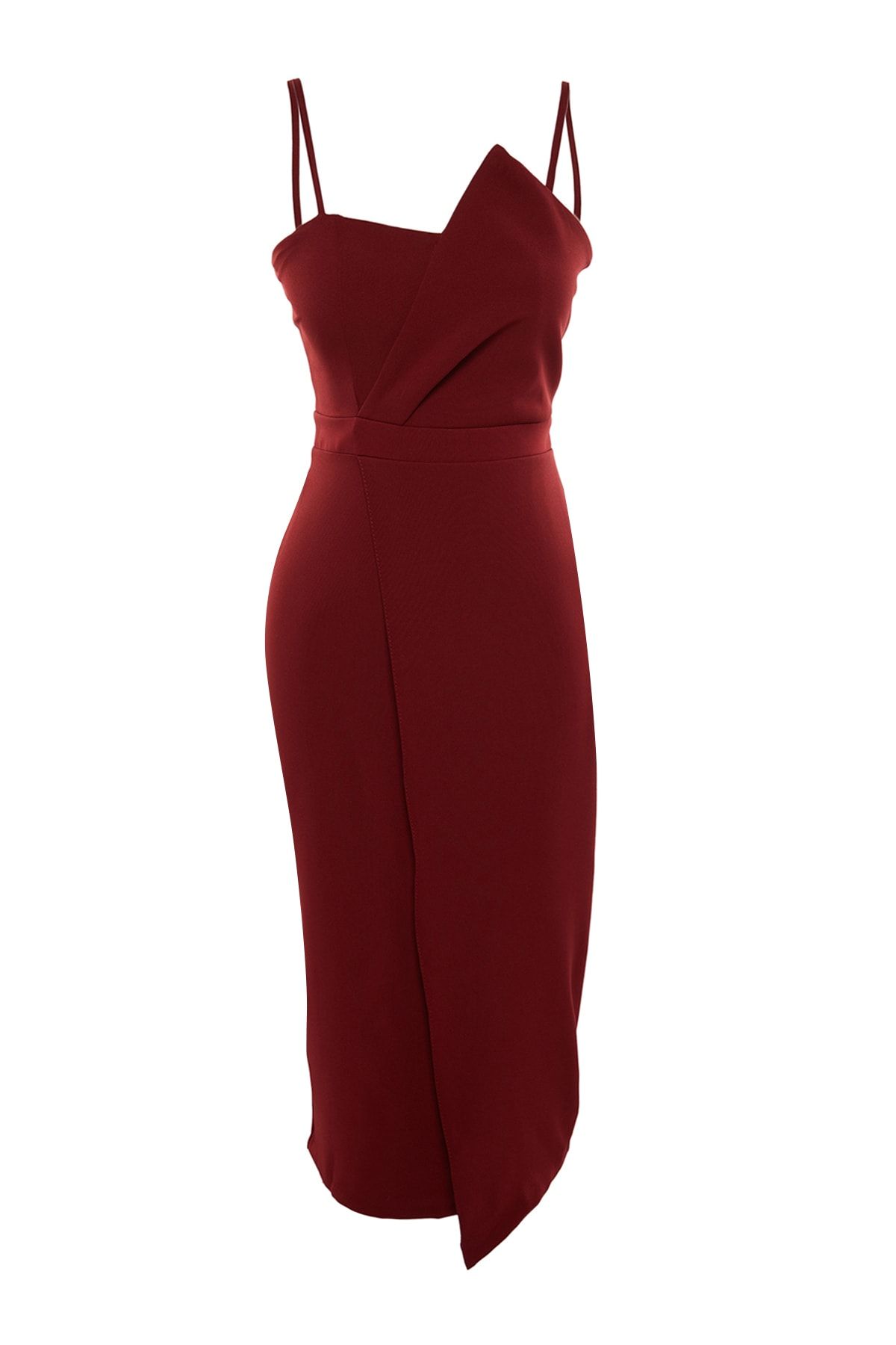 Trendyol Collection-Бордова двобортна ткана вечірня сукня в обтяжку TPRSS19FZ0136 8