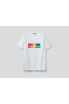 Benetton Logo Baskılı Organik Pamuklu Tshirt 312213I1XU100A-901