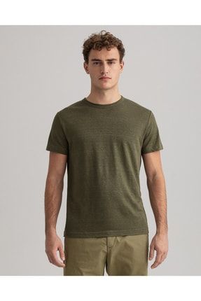 Erkek Yeşil Regular Fit Keten T-shirt 2033011