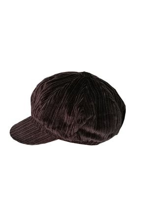 Kadın Denizci Tipi Kadife Şapka 1243 Koyu Kahverengi 1243-KoyuKahverengi