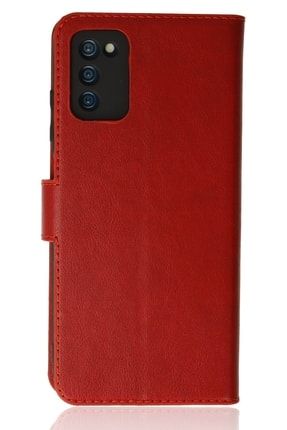 Samsung Galaxy A02s Kılıf Cüzdanlı Deri Kapaklı - Kırmızı Cüzdanlı-Deri-Kapaklı-samsung-a02s