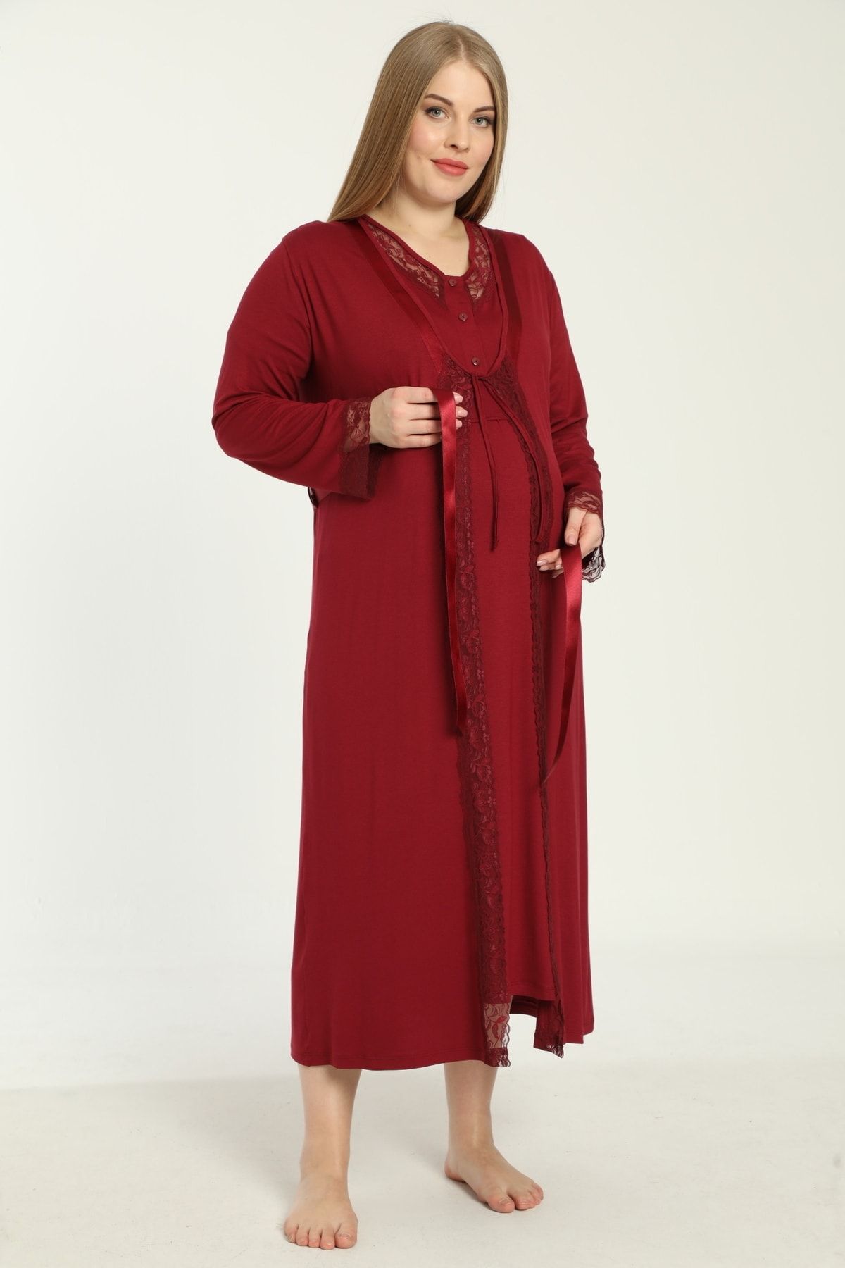 Комплект ночной рубашки для беременных с халатом Мисс Мира Lissa Plus Size 4071