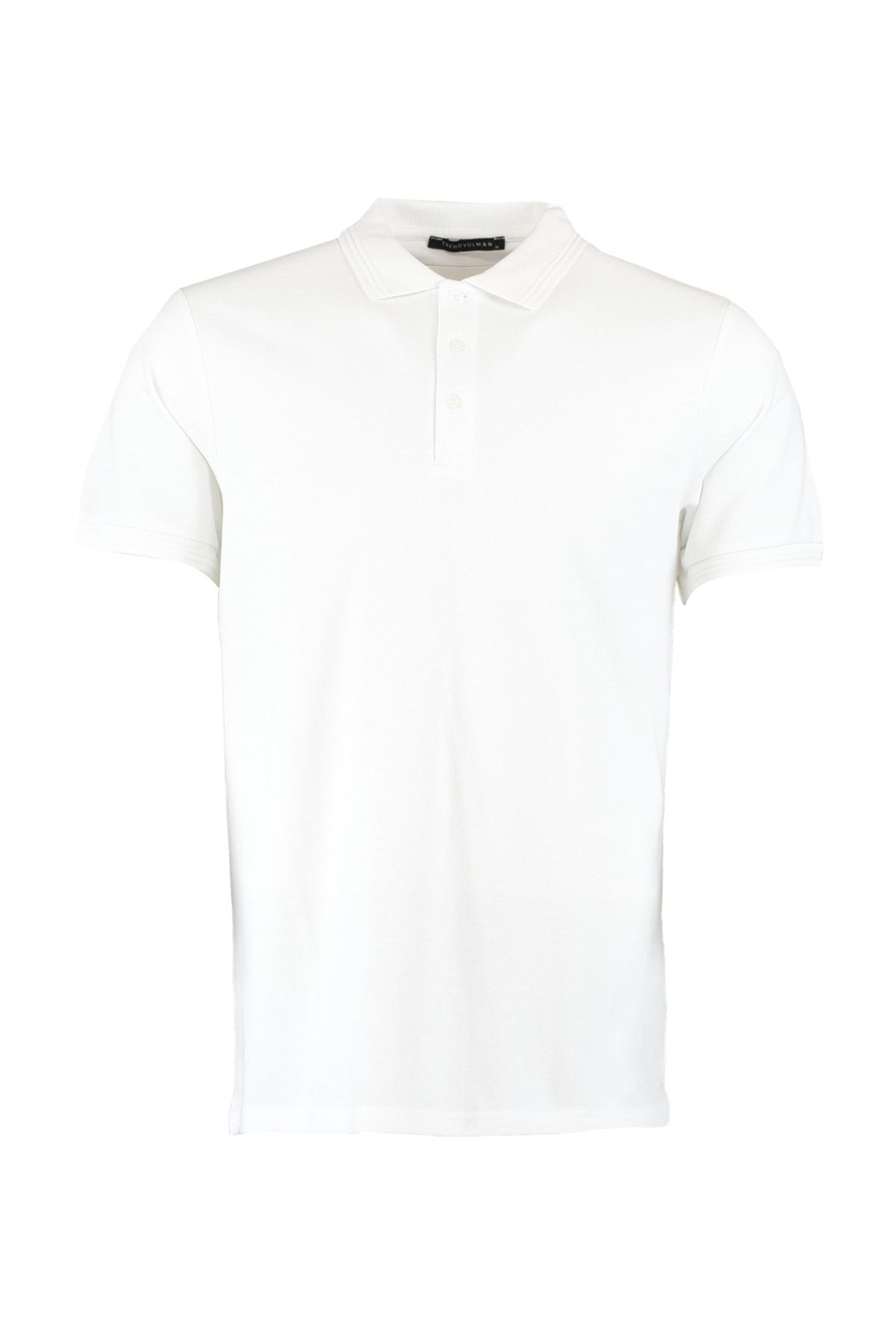 Trendyol Collection-Weißes, schmal geschnittenes, gestreiftes Basic-T-Shirt aus 100 % Baumwolle mit Polokragen TMNSS20PO0009 6