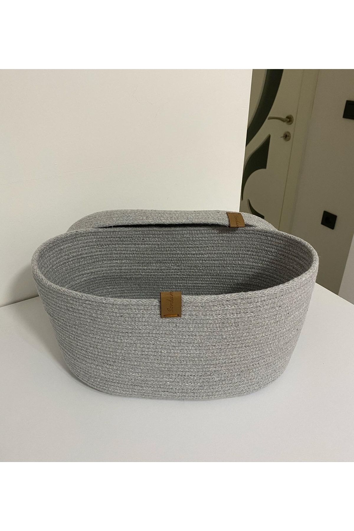 Grey basket with lid discount