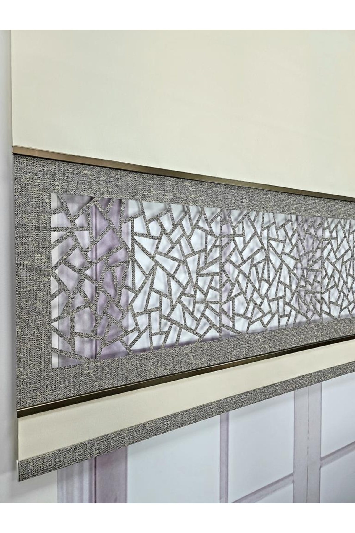 Laser Roller Blind New Generation Double Color Matte Thick Fabric Cream-gray (WITH BROWN LATH)