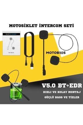 Motobors Motosiklet Kask Kulaklığı Bluetooth Intercom Interkom Kulaklık Seti 8999SSSDA