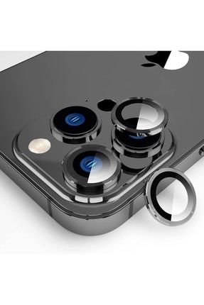 Iphone 13 Pro/13 Pro Max Uyumlu Alüminyum Alaşım Tempered Glass Kamera Lens Koruyucu(3'lü Set) Siyah oneeye0001