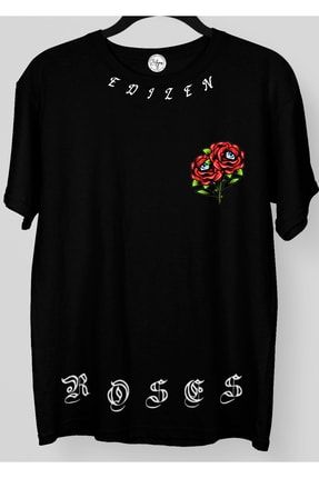 Rose Gül Baskılı Oversize Premium T-shirt rosed