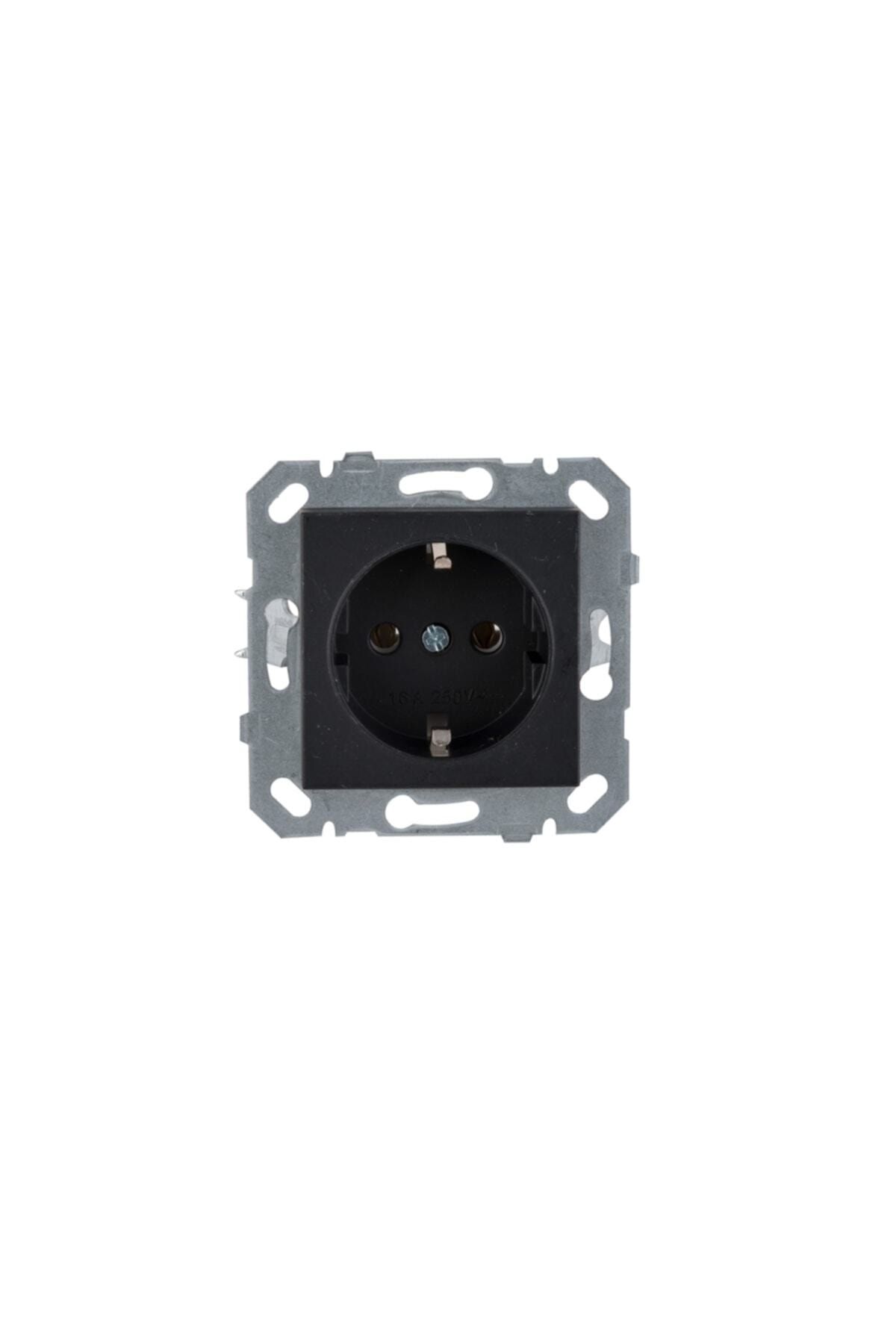Netelsan-Matte Silver Black Grounded Socket - Commutator - Double Frame Combination Set 2