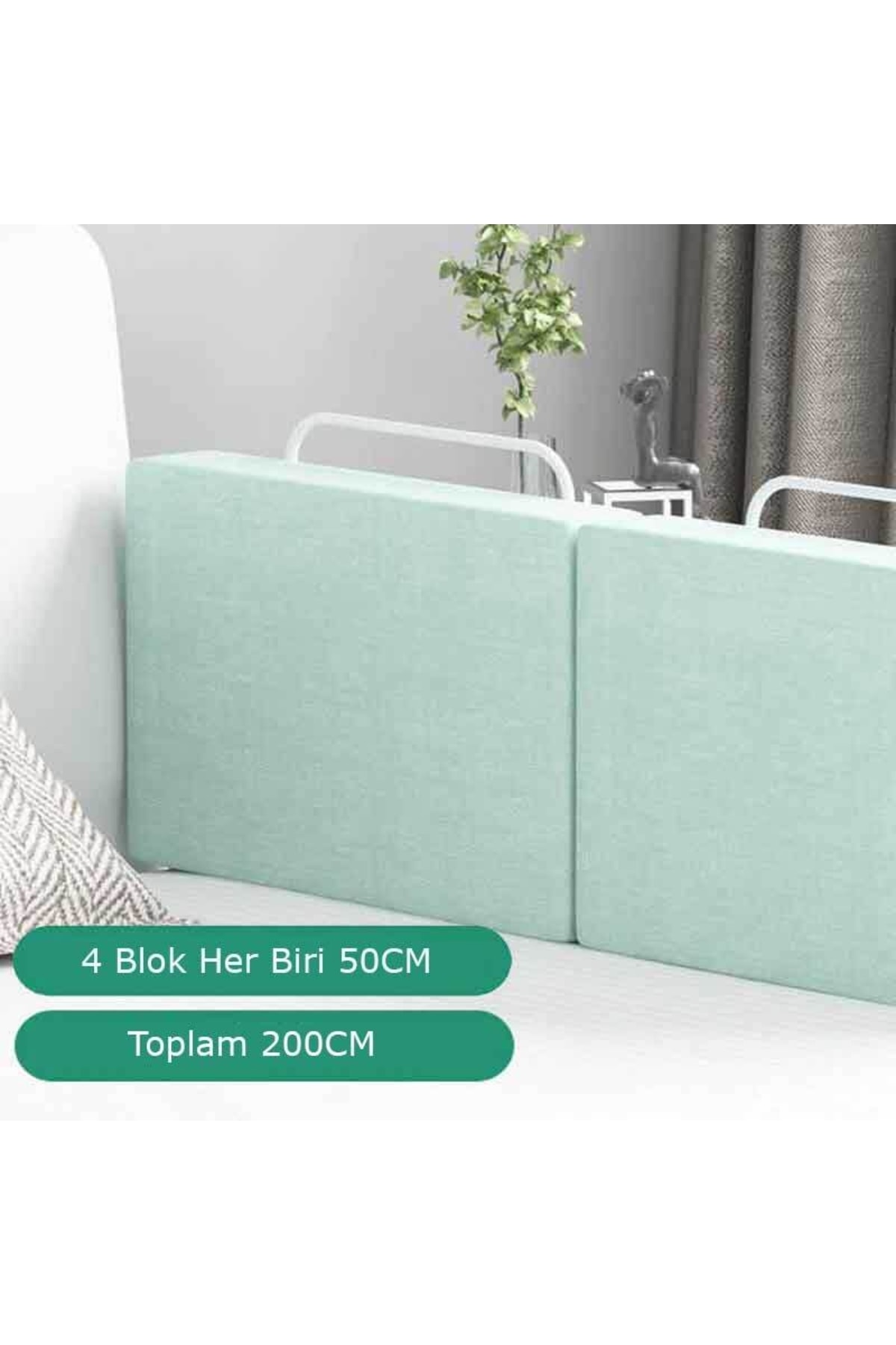 200 Cm Serenity Xl New Generation Bed Barrier Guardrail Green (4 Blocks)