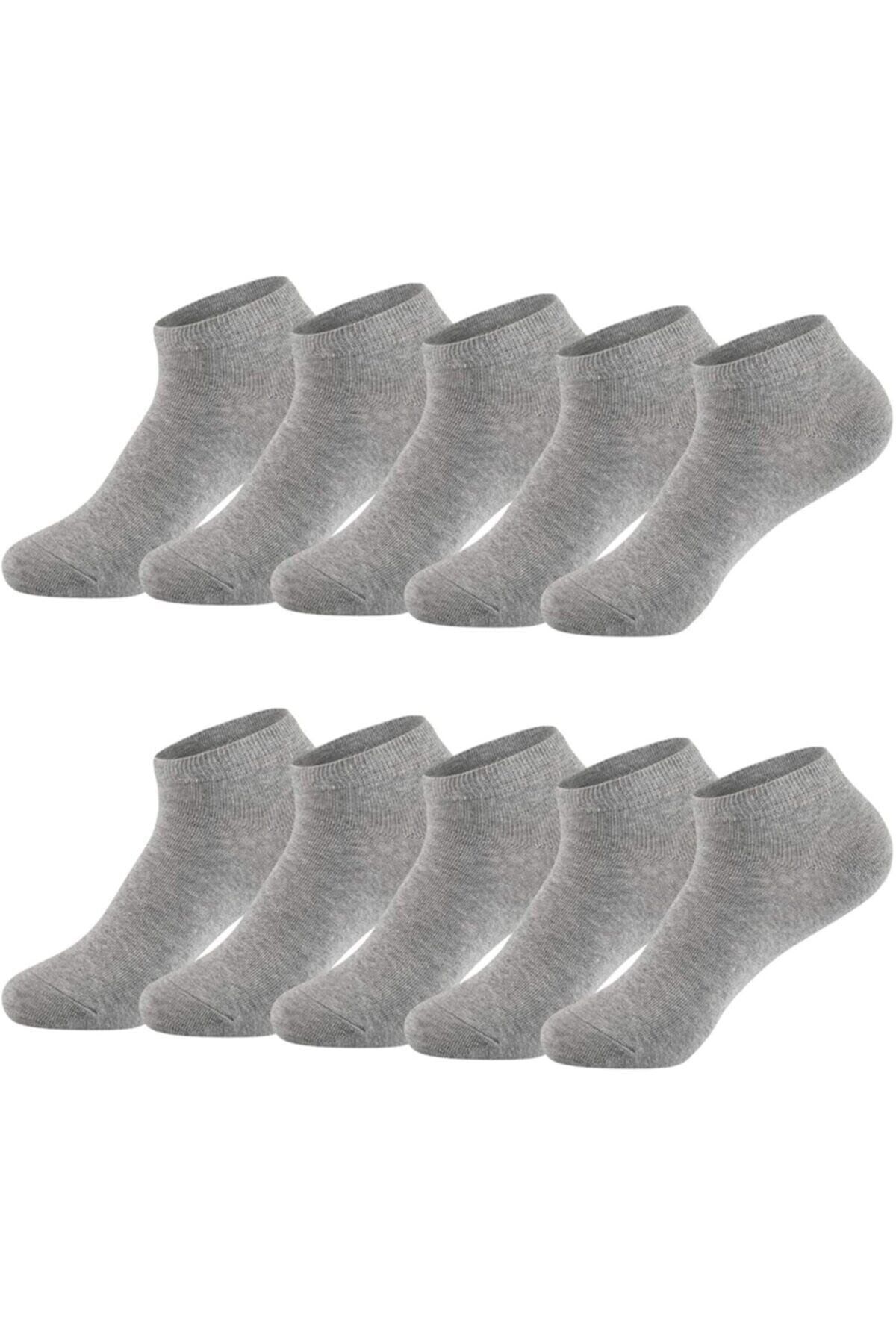 SOCKSHION Gri Pamuklu Bilek Boy Çorap 10lu
