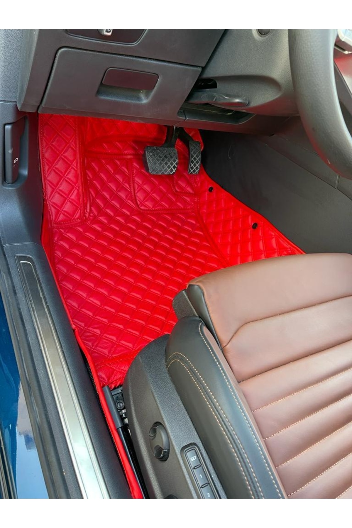 FEYZA OTO Honda Civic Ies 1997-2001 Komple Kırmızı Renk Araca Özel Yeni Nesil Havuzlu Deri Paspas