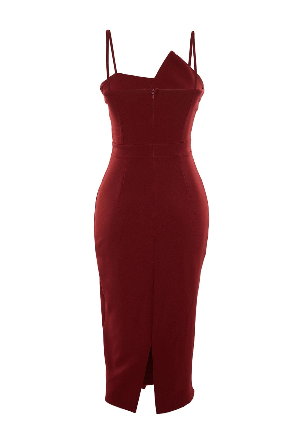 Trendyol Collection-Бордова двобортна ткана вечірня сукня в обтяжку TPRSS19FZ0136 7