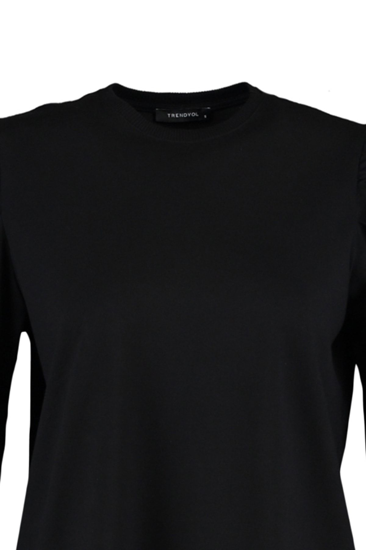 Trendyol Modest-Schwarze Strick-Tunika mit Rundhalsausschnitt und Schlitz und Ärmeldetail TCTSS21TN0257 8