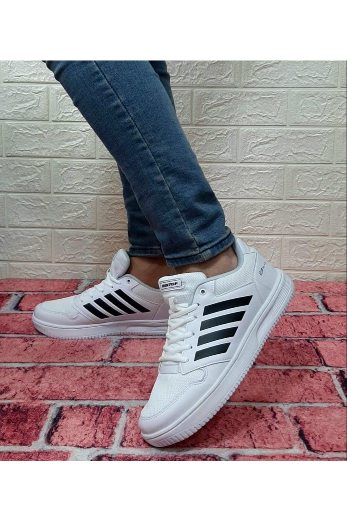 Bestof 074 Beyaz Sneaker Düz Taban Hafif Rahat Spor Çift Ayakkabısı — سفید AYKSAYAK-000401 — تصویر 2 از 8