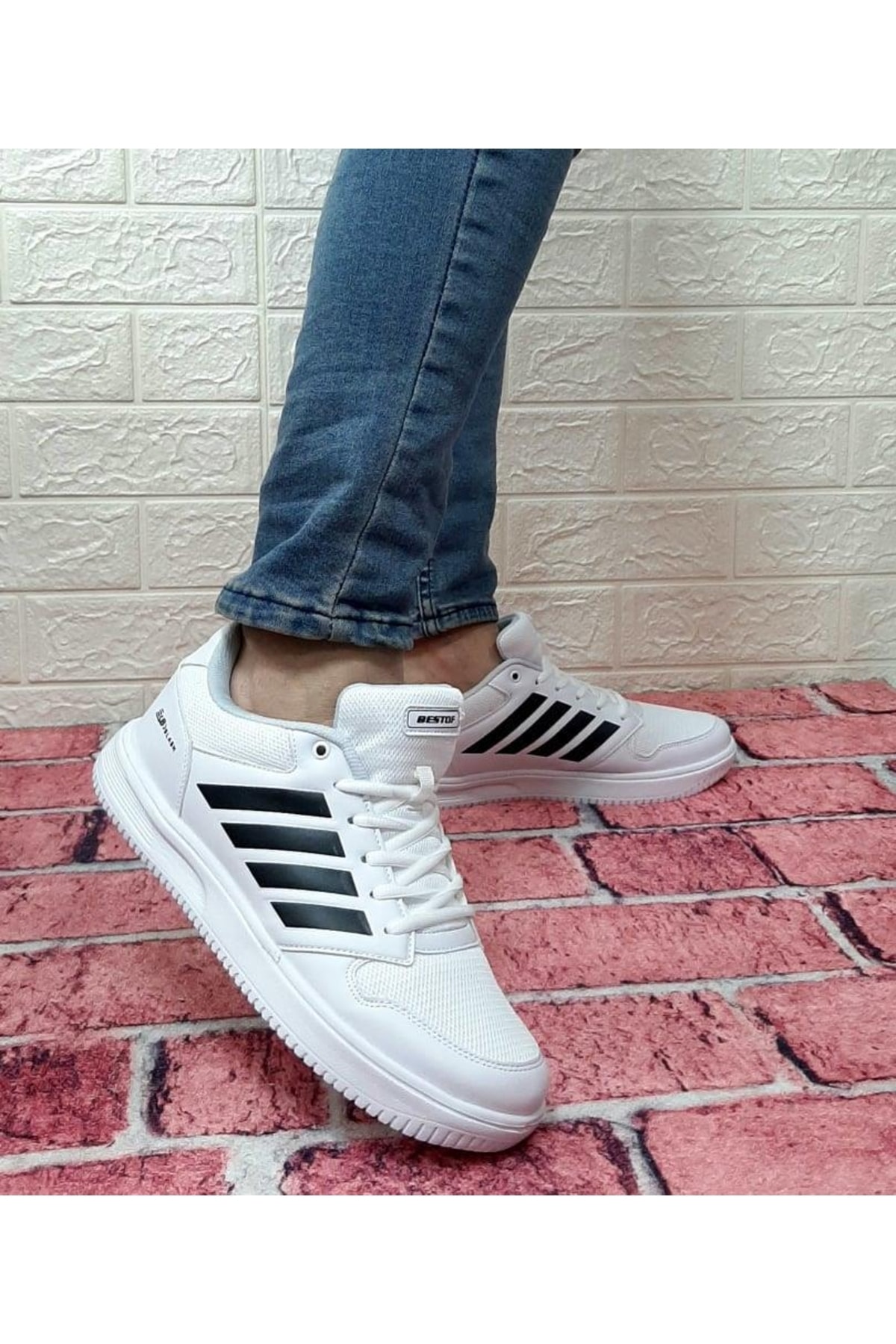 Bestof 074 Beyaz Sneaker Düz Taban Hafif Rahat Spor Çift Ayakkabısı — سفید AYKSAYAK-000401 — تصویر 4 از 8