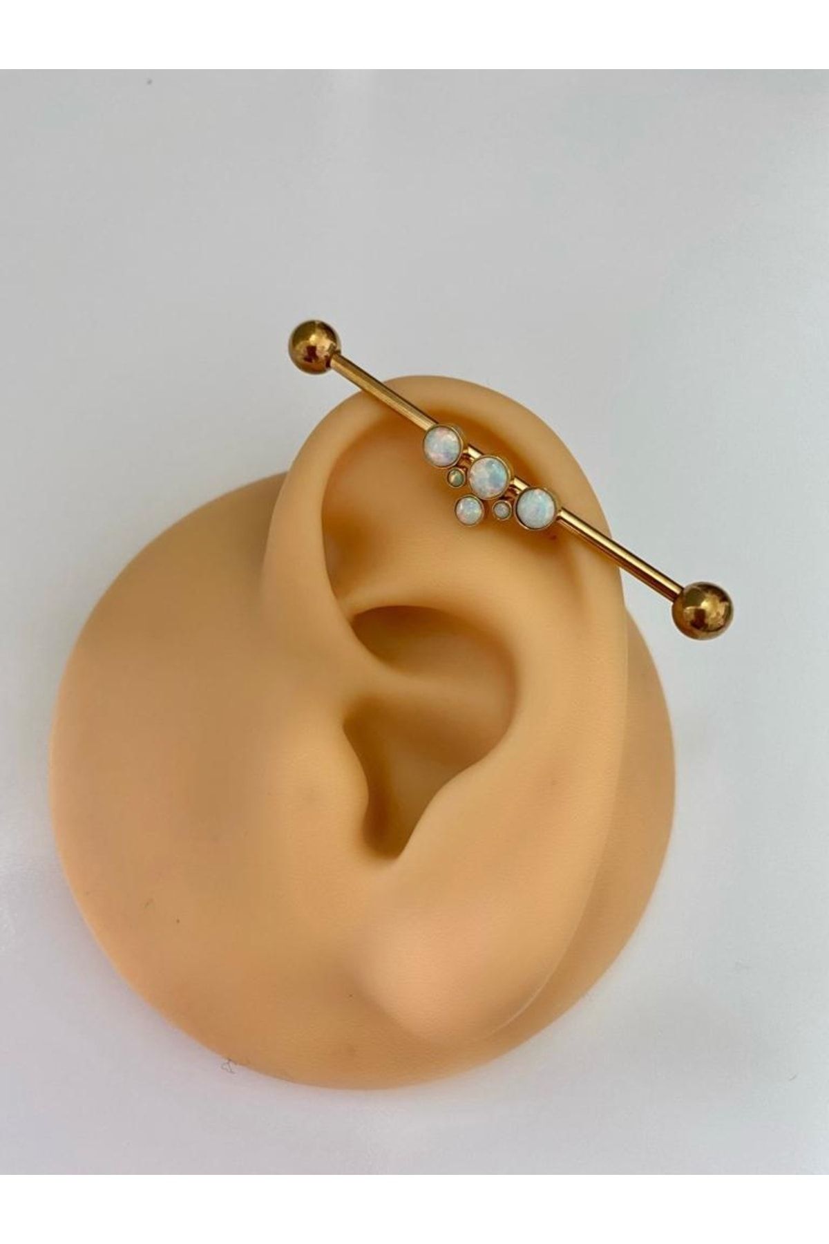 Cerrahi Çelik Opal Taşlı Industrial Köprü Piercing