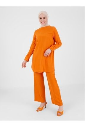 Doğal Kumaşlı Tunik&pantolon Ikili Takım - Orange - Casual 8157713