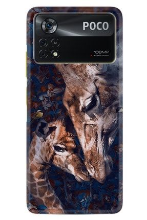 Xiaomi Poco X4 Pro 5g Kılıf Resimli Desenli Baskılı Silikon Kılıf Flowers Giraffe 1338 x4prox1x7t3