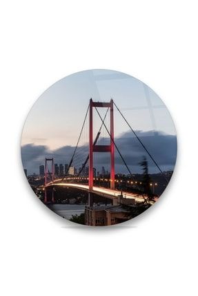 Istanbul Boğaz Köprüsü Yuvarlak Cam Tablo YT41039