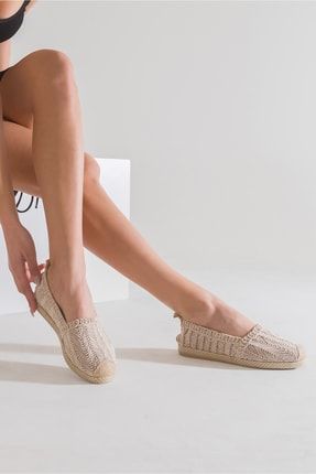 Kadın Hülya Geniş Kalıp Espadril Örgü Detaylı Ayakkabı GMOA-00001