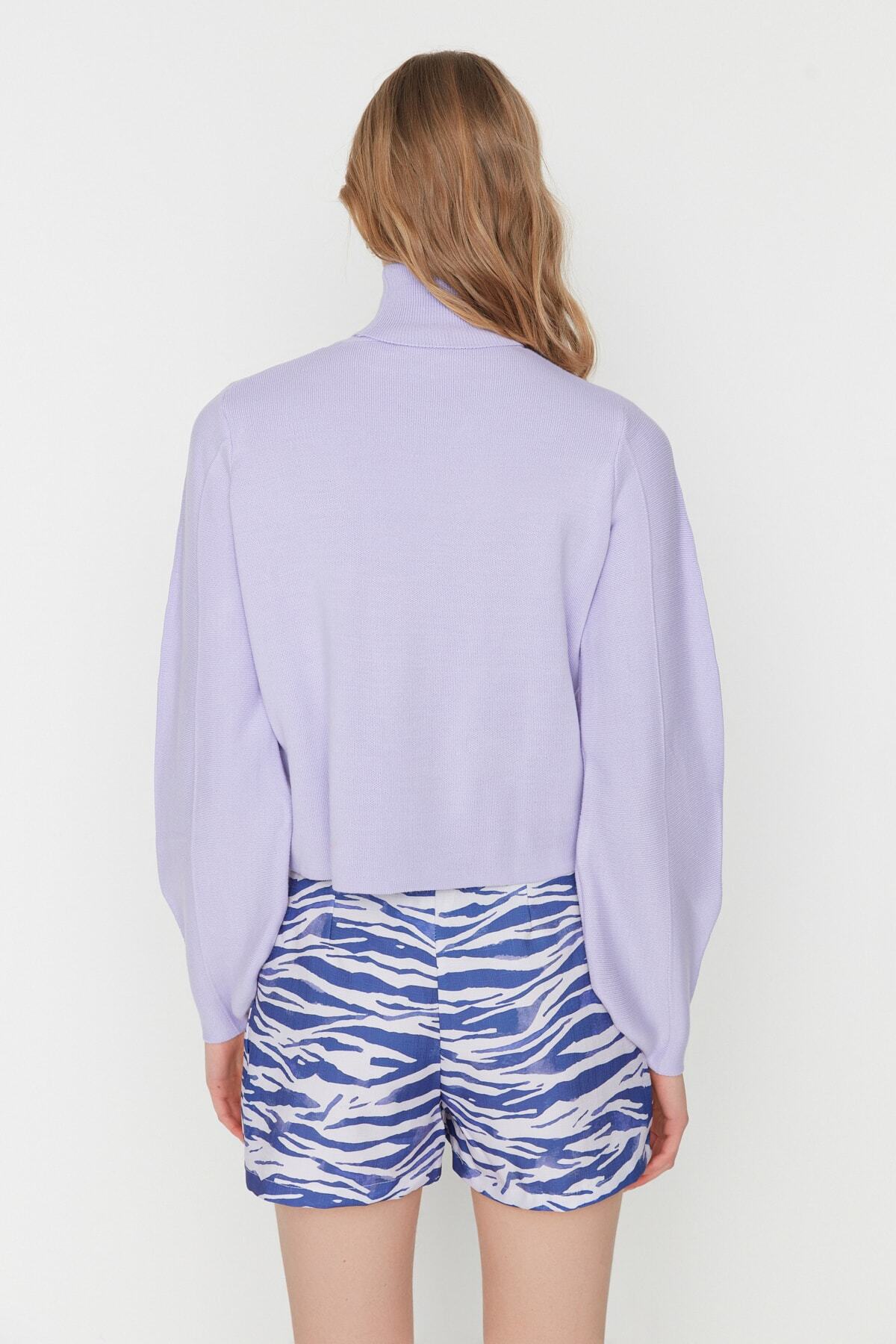 Trendyol Collection-Lila Basic Rollkragenpullover TWOAW21KZ0485 5