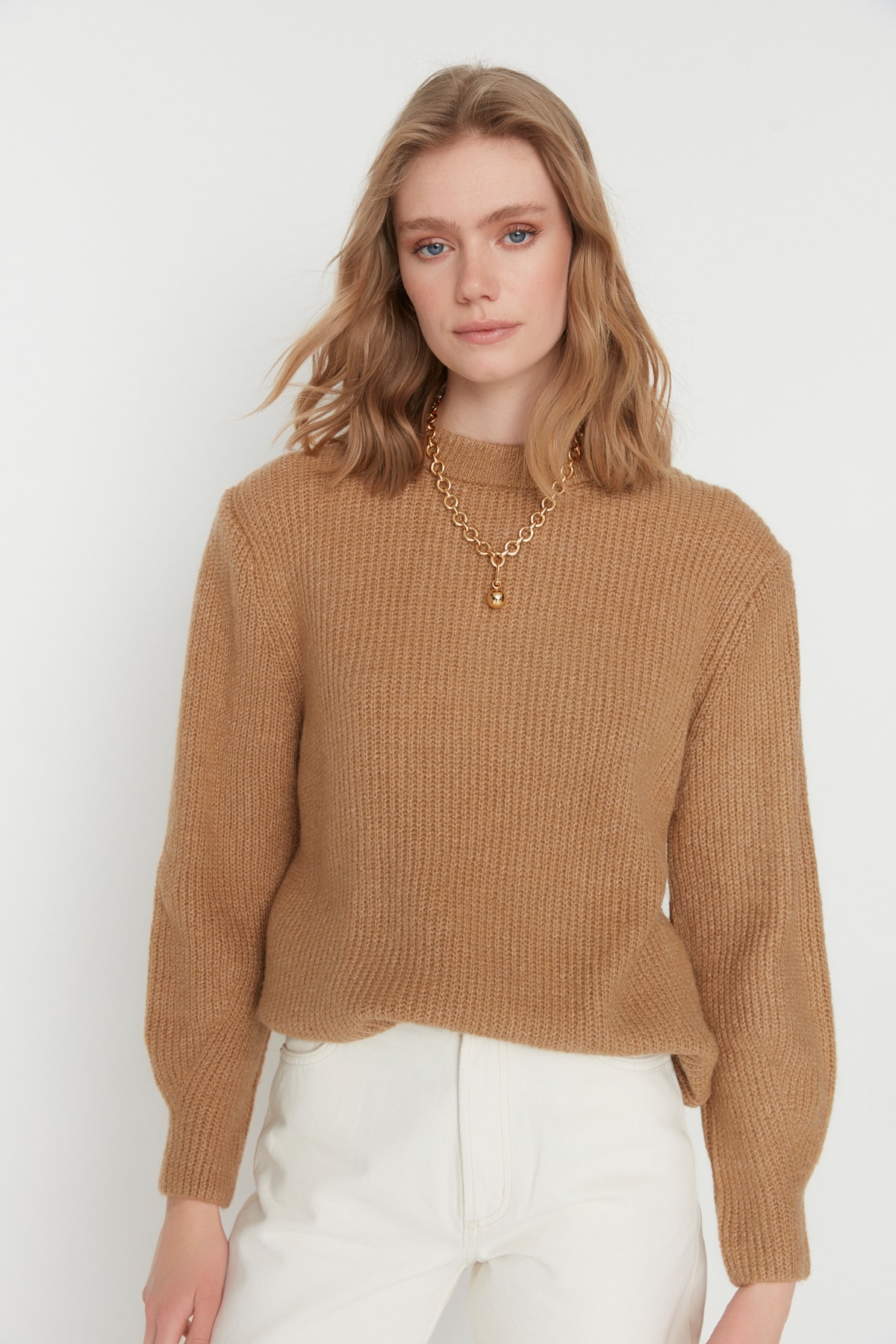 Trendyol Collection Pullover Braun Oversized QV7801